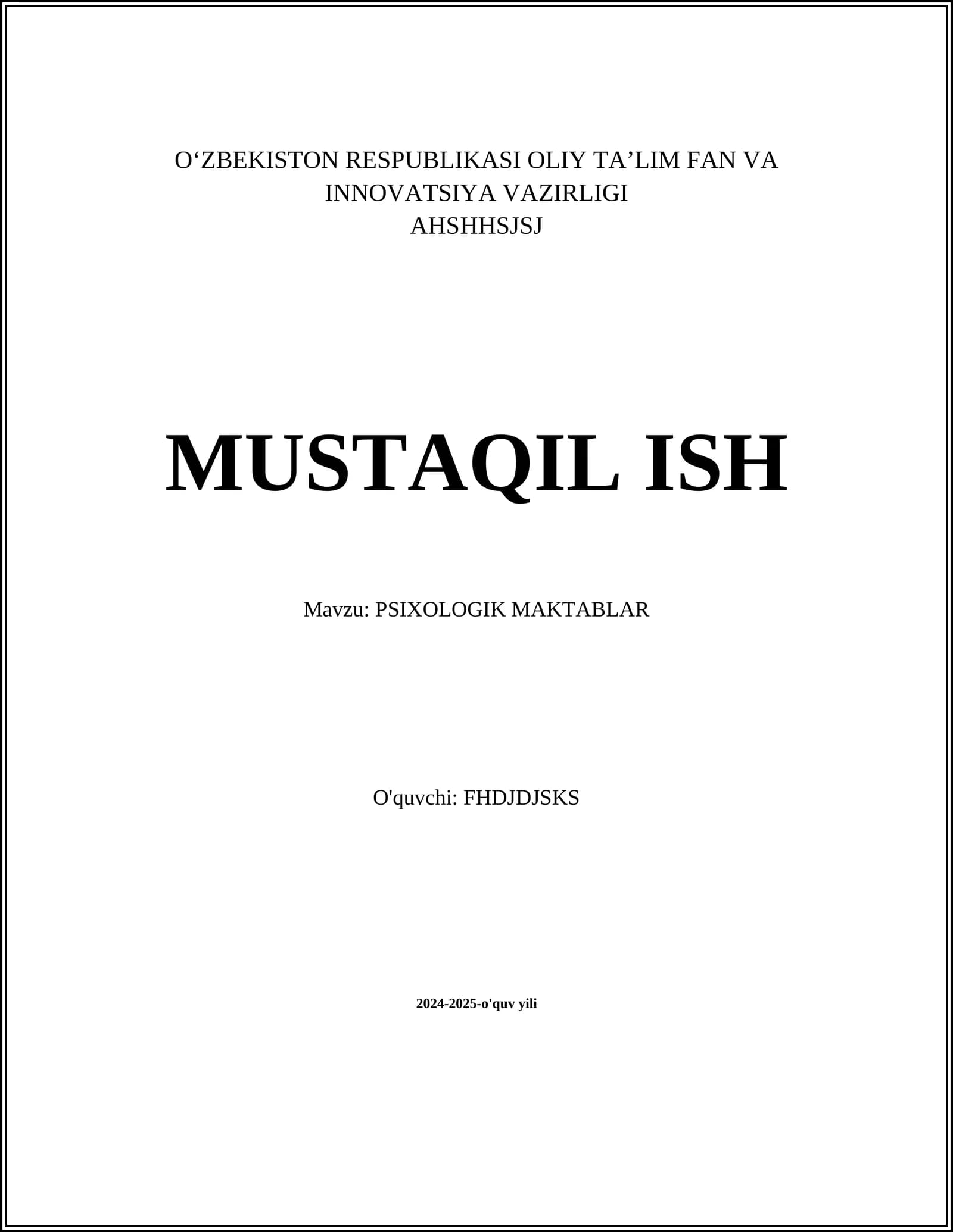 PSIXOLOGIK MAKTABLAR