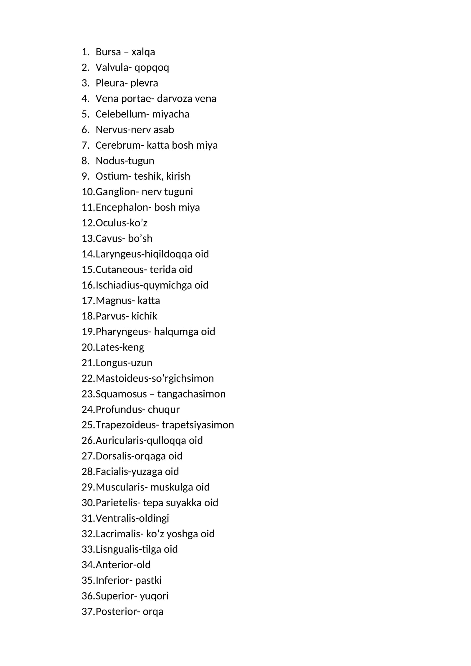 lotin tilidan lugʻat